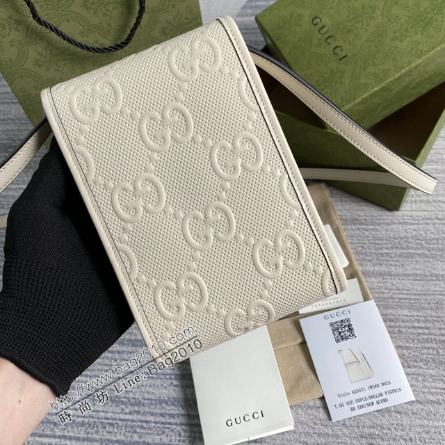 Gucci新款包包 古馳小斜挎包 Gucci迷你手機袋 625571白皮  ydg3043